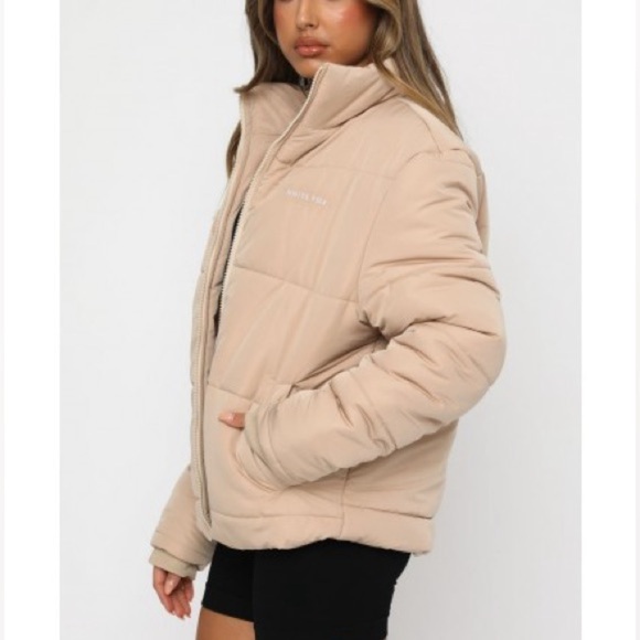 White Fox Not Giving In Puffer Jacket Sand S/M - Picture 7 of 17